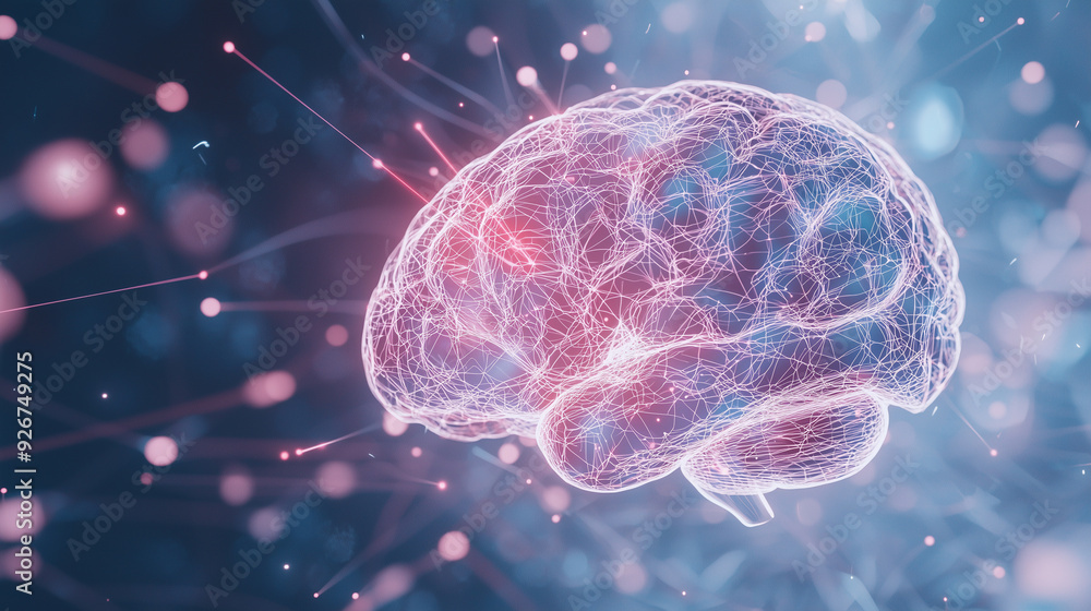 A detailed digital depiction of a human brain is adorned with bright neon connections, symbolizing the complexity and elegance of neural networks, with the vivid colors enhancing t A detailed digital depiction of a human brain is adorned with bright neon connections, symbolizing the complexity and elegance of neural networks, with the vivid colors enhancing t