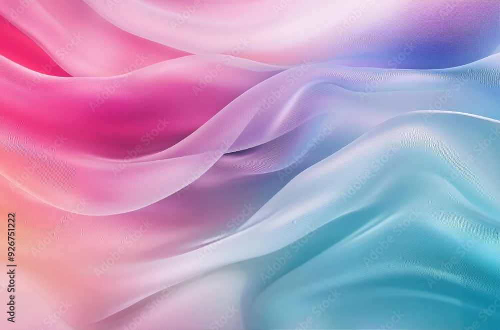 Fototapeta premium Swirling pastel fabric patterns in shades of pink and blue at sunset