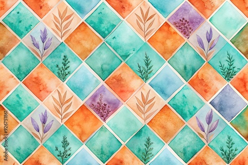 Fototapeta Naklejka Na Ścianę i Meble -  Colorfull wall art mixed digital tiles design for interior home decor or ceramic 3d tiles design.
