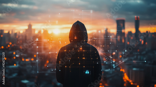 Hackers are planning to hack and attack Zeroday networks and cyber security systems in Smart digital city with connection network reciprocity over the cityscape . Concept of future smart wireless city