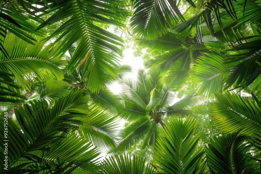Sunlight Through Palm Leaves in Lush Tropical Jungle Sunlight Through Palm Leaves in Lush Tropical Jungle
