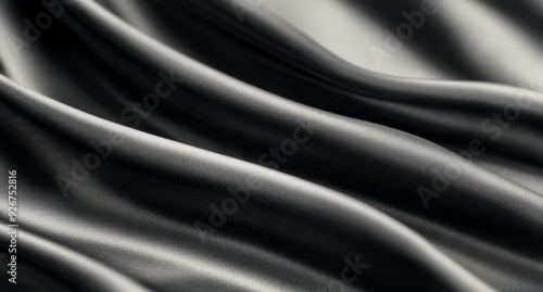 Elegant black satin fabric draping softly in natural light