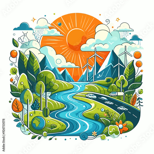 This vector image shows the importance of the environment.

