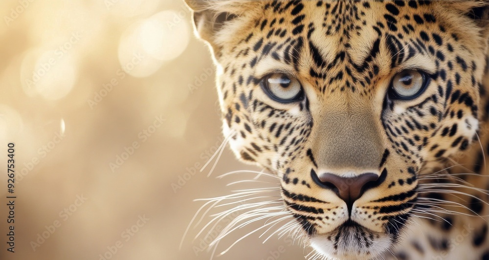 Obraz premium Close-up of a leopard's intense gaze in a natural habitat during daylight