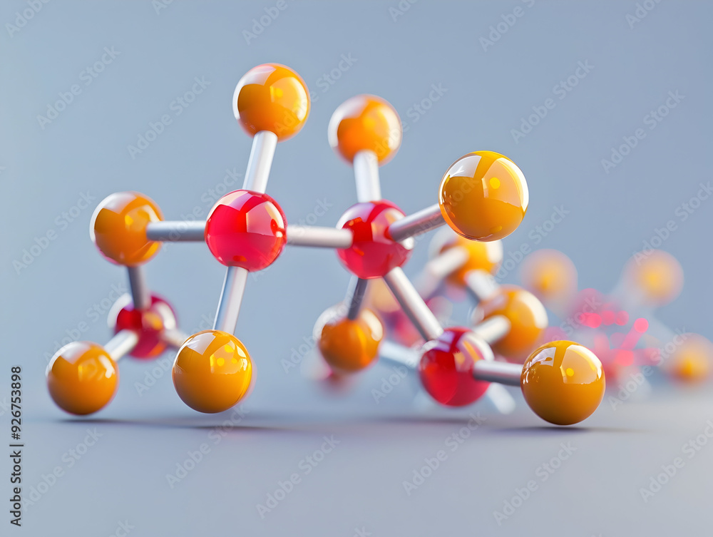 Obraz premium Abstract Structure Background of Molecule Or Atom, molecular structure, structural chemical formula with atoms