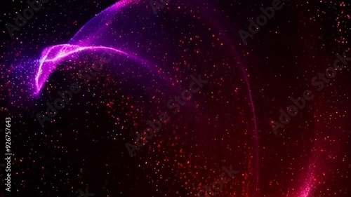 Wallpaper Mural A swirling pink and purple wave of light particles on a black background, creating an abstract, vibrant scene. Torontodigital.ca