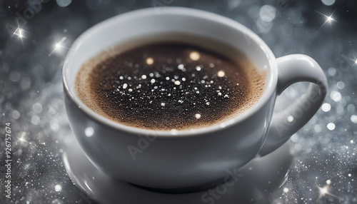 A deep, rich espresso served in a cup made from a polished meteorite, with a layer of stellar foam