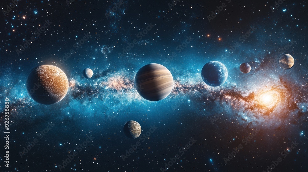 A group of planets are shown in a space background, AI A group of planets are shown in a space background, AI