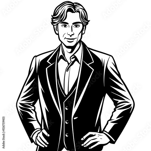 Business man silhouette vector art illustration