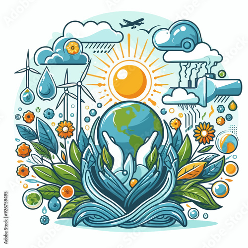 This vector image shows the importance of the environment.

