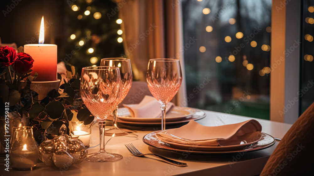 Holiday dinner at home, table decoration Holiday dinner at home, table decoration