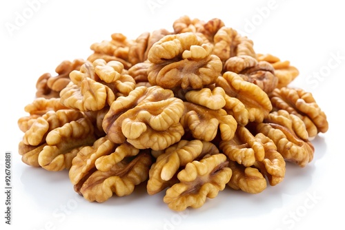 Delicious walnut kernels, isolated on white background