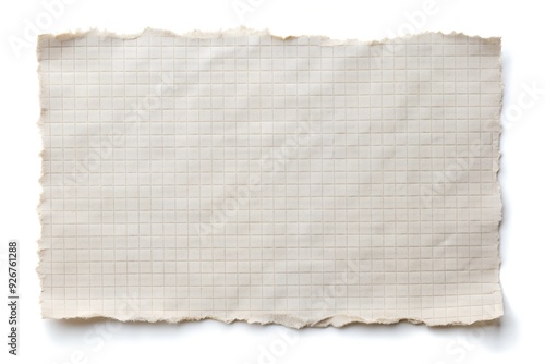 Rectangular sheet of paper torn into pieces, isolated on white background photo