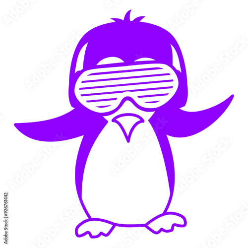 Cute Sweet Penguin Dancing Bird Animal Music Night Party DJ Clubbers Raver comic humor cartoon Sunglasses Headphone cool techno dance fun electro sounds lovers like disco rave club festival concert	