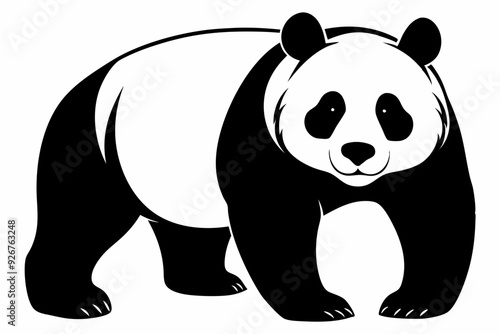 Giant panda silhouette black vector art illustration