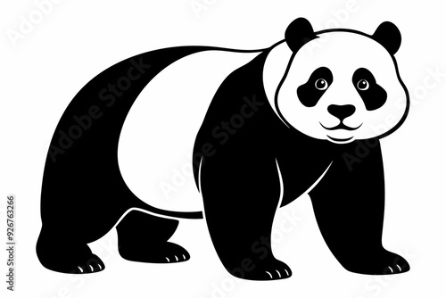 Giant panda silhouette black vector art illustration