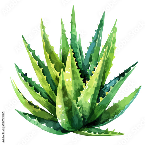 Watercolor vector of aloe vera, isolated on a white background, and aloe vera vector