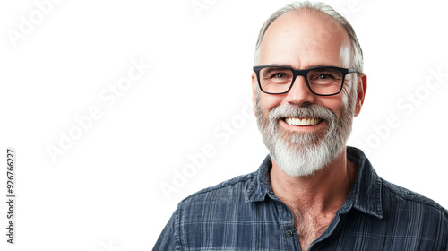 senoir man smiling on white background isolated white background Generative AI