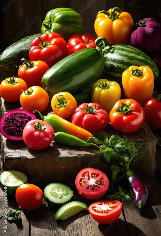 colorful vibrant ingredients artfully arranged enticing food showcase featuring fresh produce culinary delights, colors, arrangement, vegetables, fruits colorful vibrant ingredients artfully arranged enticing food showcase featuring fresh produce culinary delights, colors, arrangement, vegetables, fruits