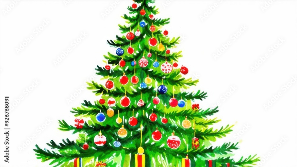 Fototapeta premium illustration of decorated Christmas tree