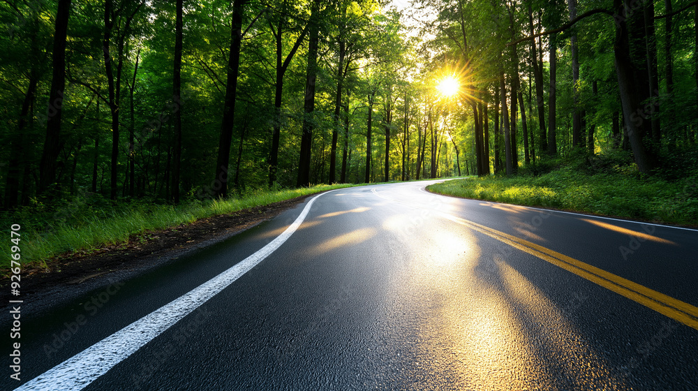 Fototapeta premium A winding road with milestones, each milestone representing a significant achievement in the journey of skill development