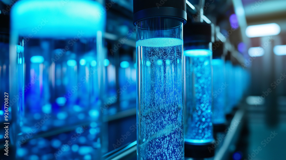 Detailed view of the filtration process within a reverse osmosis system, showing water moving through each stage and the pure water being collected Detailed view of the filtration process within a reverse osmosis system, showing water moving through each stage and the pure water being collected