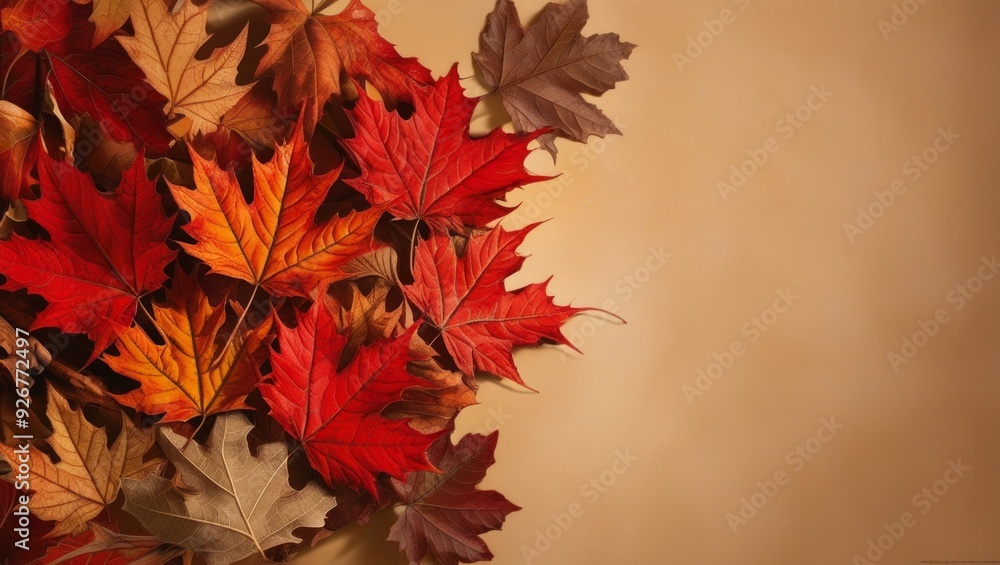 Autumn background with Red,orange maple, oak leaves. dry Dried leaves, herbarium Autumn background with Red,orange maple, oak leaves. dry Dried leaves, herbarium