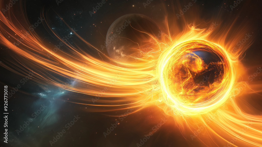 Obraz premium Digital planetary magnetic fields