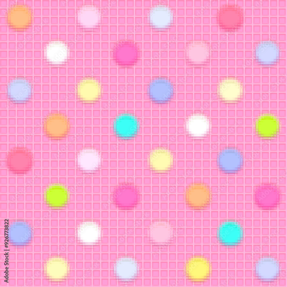 pixel dots seamless pattern with waffle textured background . pastel color , dessert wallpaper . pixel dots seamless pattern with waffle textured background . pastel color , dessert wallpaper .