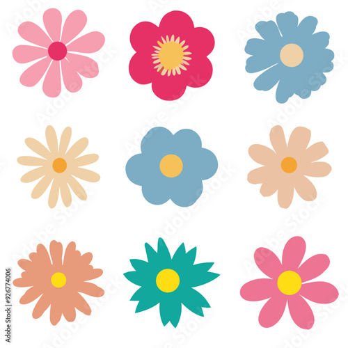 Collection of flowers. abstract botanical flowers background. style for banners, wallpaper, posters, websites, online shopping.Vector illustration design and creative idea,eps 10.