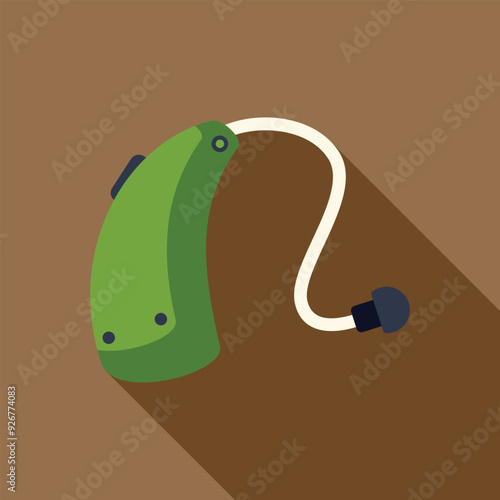 Green hearing aid is helping someone with hearing loss