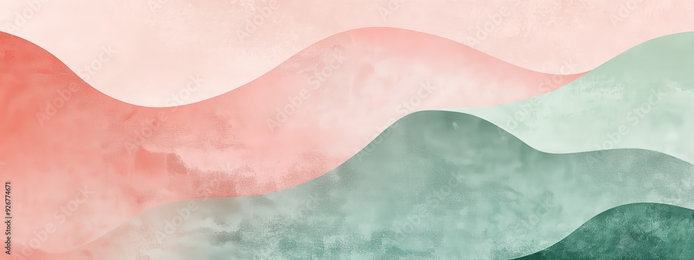 Abstract Watercolor Landscape with Pink and Green Tones Abstract Watercolor Landscape with Pink and Green Tones