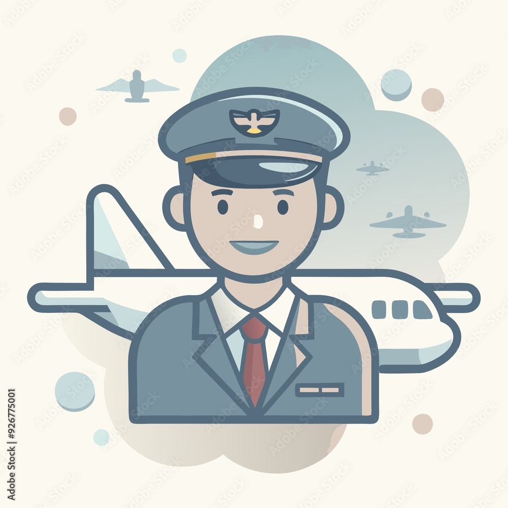 The icon. The character of the profession is a pilot. Flat colors. The icon. The character of the profession is a pilot. Flat colors.