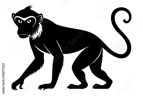 Monkey silhouette black vector art illustration photo