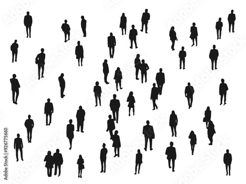 Set of axonometric people, isometric crowd, group