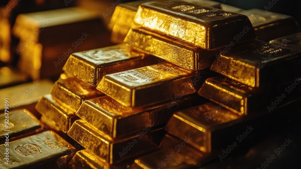 Close-Up of Gold Bars Safely Kept in a Vault Close-Up of Gold Bars Safely Kept in a Vault