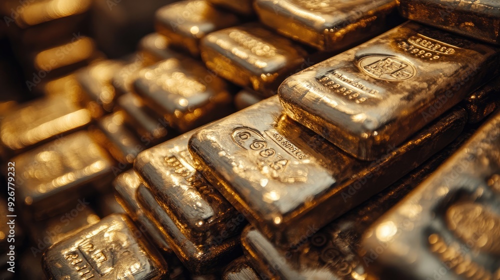 Close-Up of Gold Bars Safely Kept in a Vault Close-Up of Gold Bars Safely Kept in a Vault
