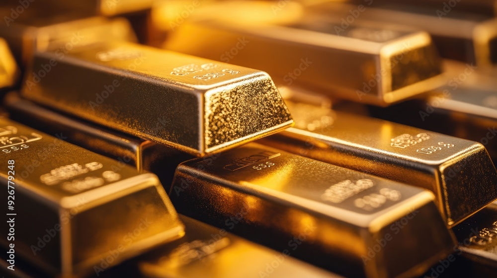 Close-Up of Gold Bars Safely Kept in a Vault Close-Up of Gold Bars Safely Kept in a Vault