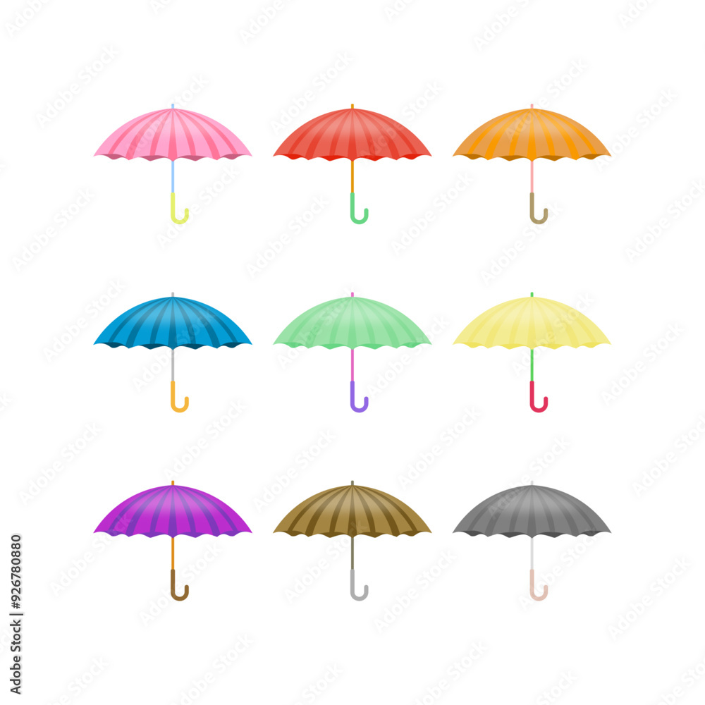 Vector set of colourful umbrellas isolated on white background. Vector set of colourful umbrellas isolated on white background.