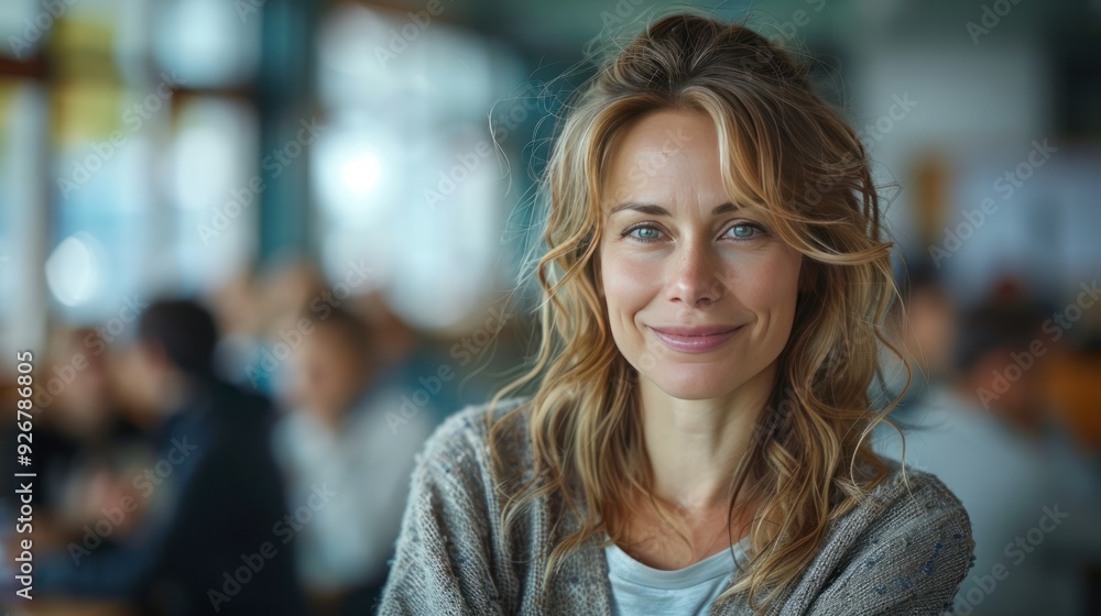 Smiling Woman in a Cafe Smiling Woman in a Cafe