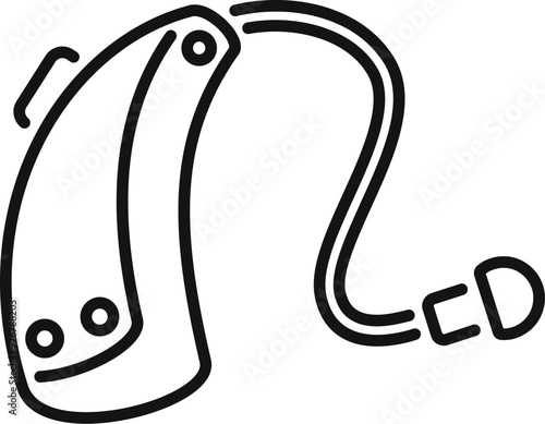 Line drawing of a hearing aid device connecting to the ear canal, illustrating modern technology for hearing loss