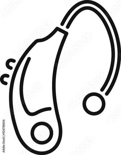 Simple lineart style icon of a hearing aid, a device designed to improve hearing by making sound audible for people with hearing loss