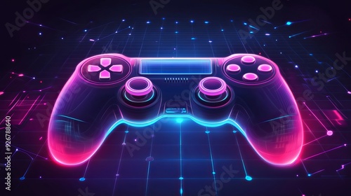 Vector illustration of a neon future game pad background