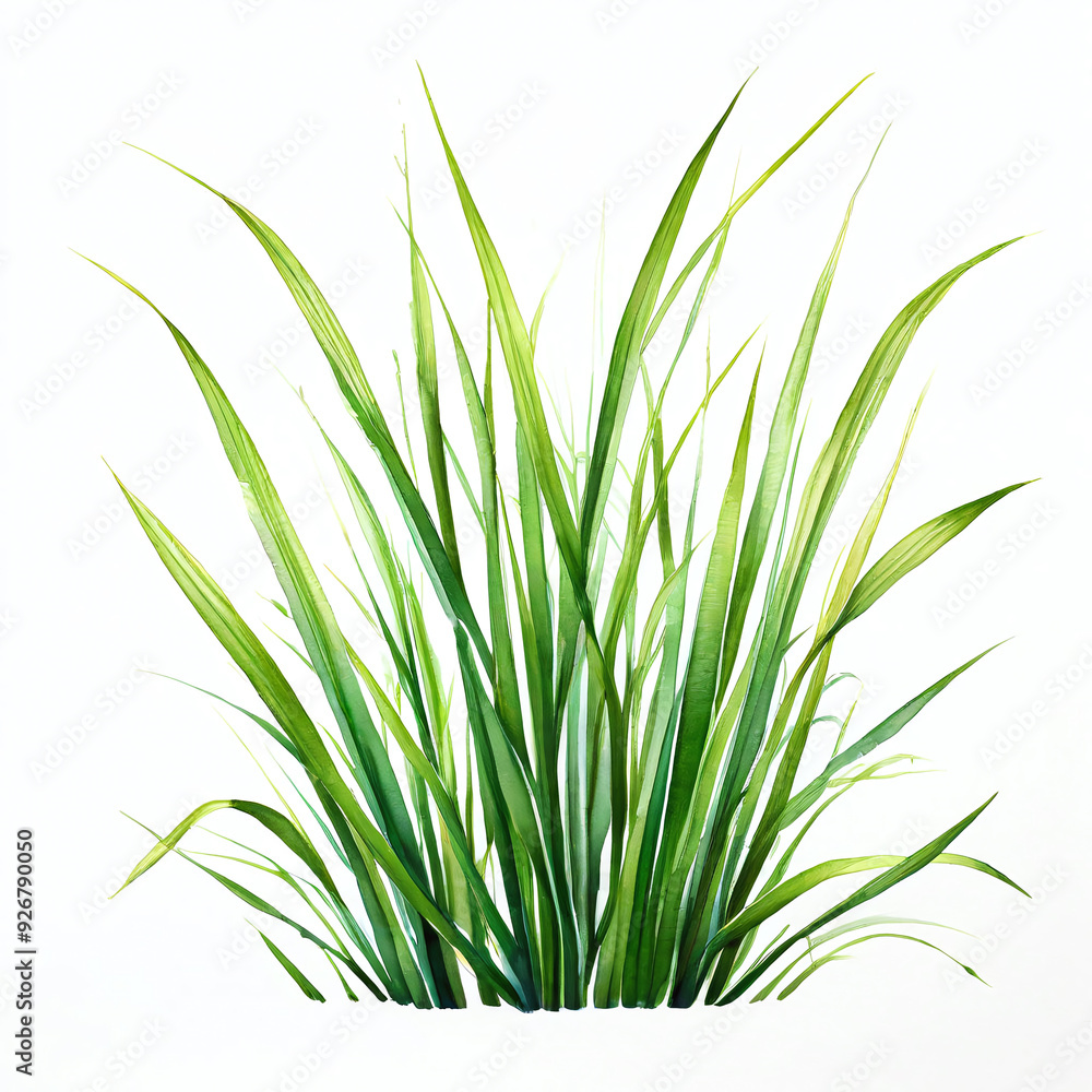 Isolated Patch of Green Watercolor Grass on White Background Isolated Patch of Green Watercolor Grass on White Background