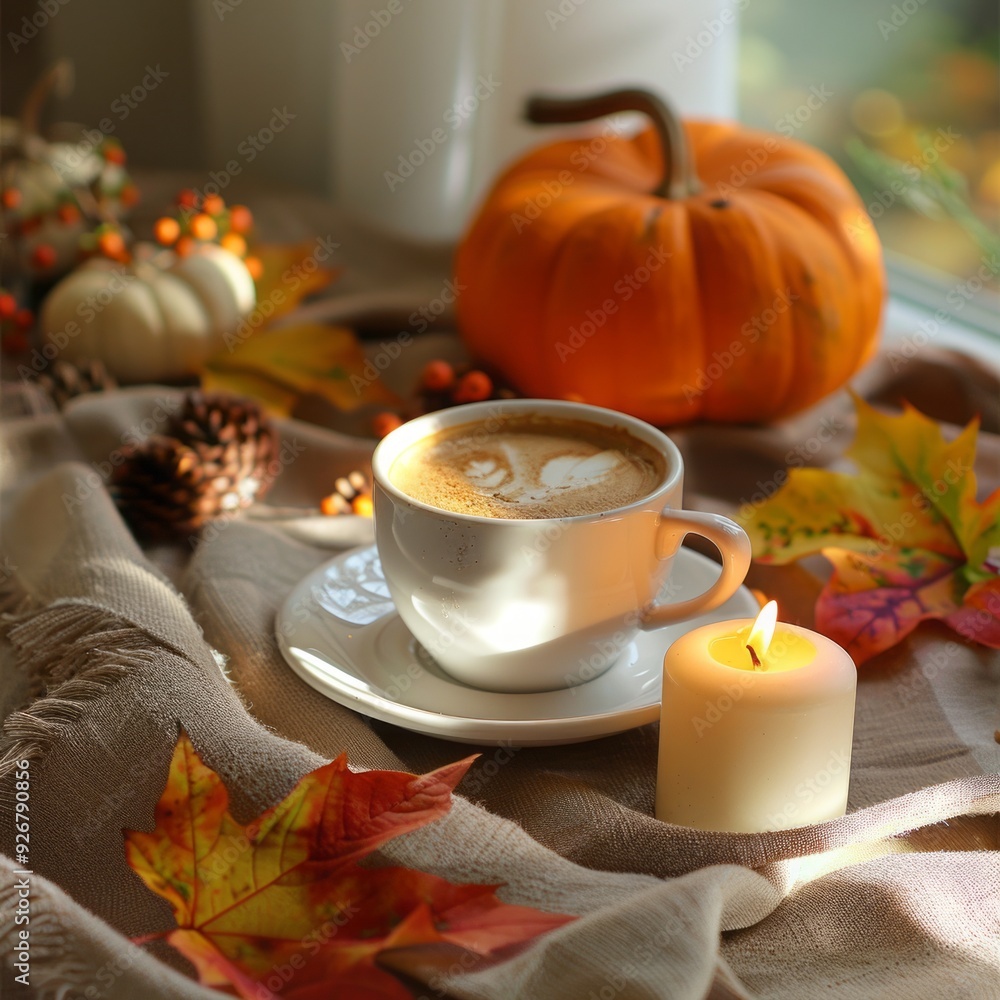 cup of coffee on autumn background. cup of coffee on autumn background.