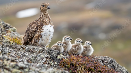 Ptarmigan family in Iceland photo