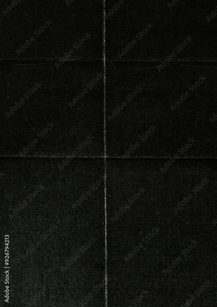 Fototapeta premium dark paper surface 300dpi scan, texture of half folded black toner paper, cool poster overlay, photocopy effect layer.