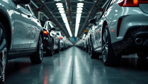 Wallpaper Mural An automobile factory assembly line with vehicles nearing completion, emphasizing depth and symmetry in production technology.






 Torontodigital.ca