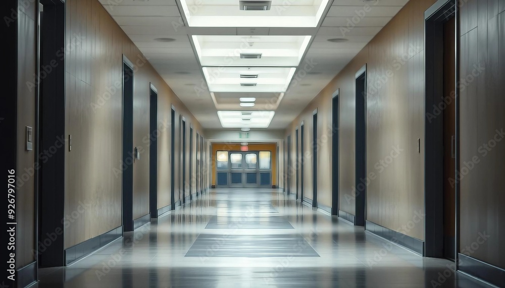 A quiet, empty school corridor with visible classroom and exit doors in the distance.
A quiet, empty school corridor with visible classroom and exit doors in the distance.