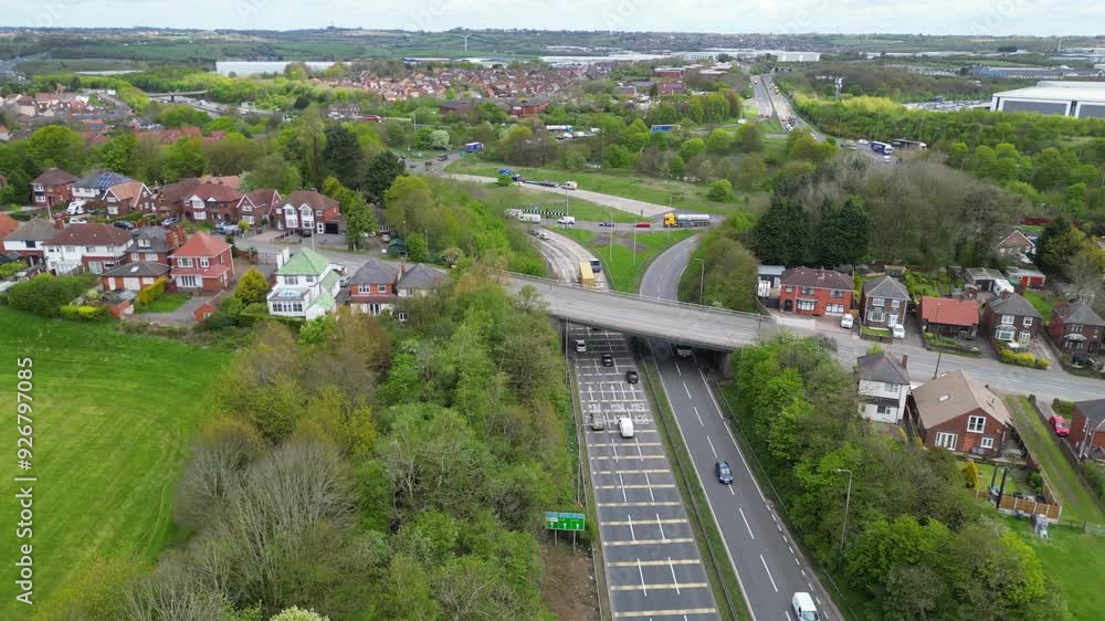 Aerial view of Pinxton village and civil parish in Derbyshire Which is Located at western boundary of Nottinghamshire, England, Great Britain. April 29th, 2024 Aerial view of Pinxton village and civil parish in Derbyshire Which is Located at western boundary of Nottinghamshire, England, Great Britain. April 29th, 2024